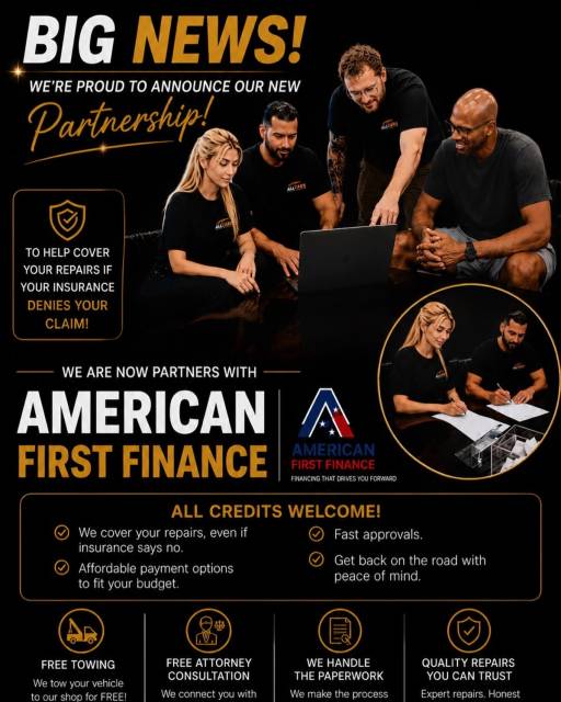 🚨 BIG NEWS! 🚨
We’re excited to announce our new partnership with American First Finance! 🎉
Now, if your insurance denies your claim—or you simply need help covering your repair costs—we’ve got a financing solution for you.
✅ All credit types welcome
✅ Fast approvals
✅ Affordable payment options
✅ Free towing to our shop
✅ Free attorney consultation
✅ We handle the paperwork for you
At AllCars Collision Center, we’re committed to getting you safely back on the road—without the financial stress. #lasvegas #americanfirstfinance #lasvegascarmeets